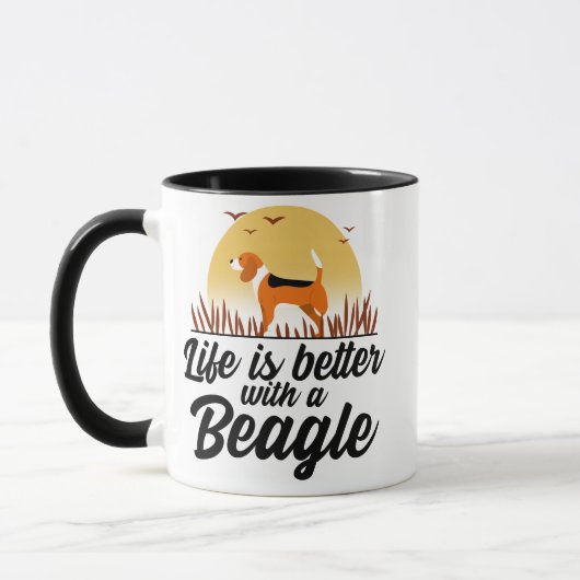 Das Leben ist besser, wenn der Beagle ein Sonnenun Tasse (Links)