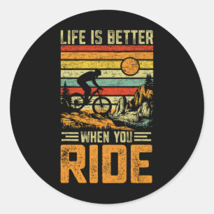 Das Leben ist besser, wenn du Retro-MTB lustig rei Runder Aufkleber