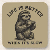 Das Leben ist besser, wenn es langsam Friedlich ru Getränkeuntersetzer (Vorderseite)