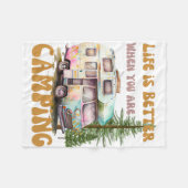 Das Leben ist besser, wenn man Camping ist Fleecedecke (Vorderseite (Horizontal))