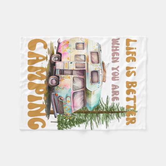 Das Leben ist besser, wenn man Camping ist Fleecedecke (Vorderseite (Horizontal))