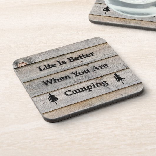 Das Leben ist besser, wenn man Camping ist Getränkeuntersetzer (Linke Seite)