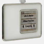 Das Leben ist besser, wenn man Camping ist Rahmen-Ornament Silber (Rechts)