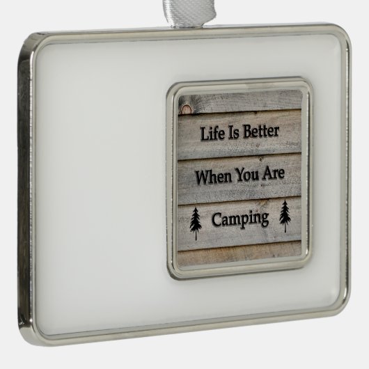 Das Leben ist besser, wenn man Camping ist Rahmen-Ornament Silber (Rechts)