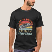 Das Leben ist besser, wenn man Harmonica Retro Har T-Shirt (Vorderseite)