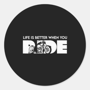 Das Leben ist besser, wenn man mit dem Fahrrad auf Runder Aufkleber
