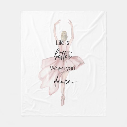 Das Leben ist besser, wenn man mit rosa Ballerina Fleecedecke (Vorderseite)