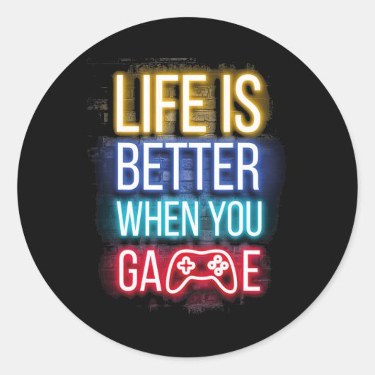 Das Leben ist besser, wenn U Game Controller Video Runder Aufkleber (Vorderseite)