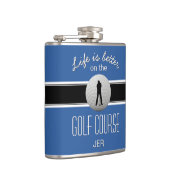 Das Leben ist besser Zitat Golf Ball Monogram Blue Flachmann (Rechts)