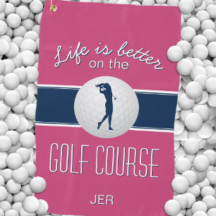 Das Leben ist besser Zitat Golf Mit Monogramm heiß Golfhandtuch