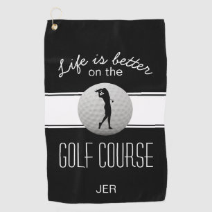 Das Leben ist besser Zitat Golf Mit Monogramm Schw Golfhandtuch