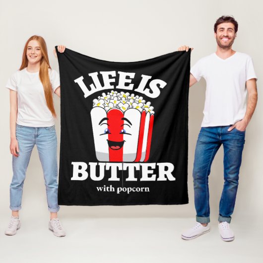 Das Leben ist Butter mit Popcorn Fleecedecke (Beispiel)