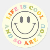 Das Leben ist Cool glücklich lächelnd Gesicht Emoj Runder Aufkleber (Vorderseite)