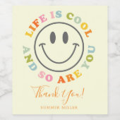 Das Leben ist Cool glücklich lächelnd Gesicht Emoj Weinetikett (Einzelnes Label)