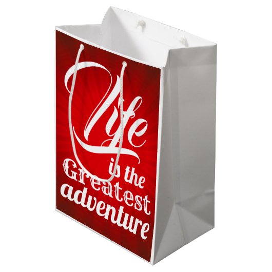 Das Leben ist das Bestste Abenteuer Mittlere Geschenktüte (Vorderseite Schrägansicht)