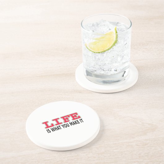 Das Leben ist das, was man macht Sandstein Untersetzer (Seite)