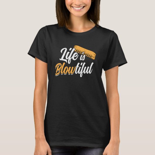 Das Leben ist der schöne Harmonica Player T-Shirt (Vorderseite)