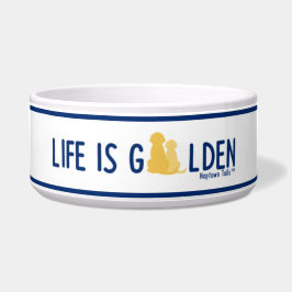 Das Leben ist die Goldene Keramik Dog Bowl - White Napf