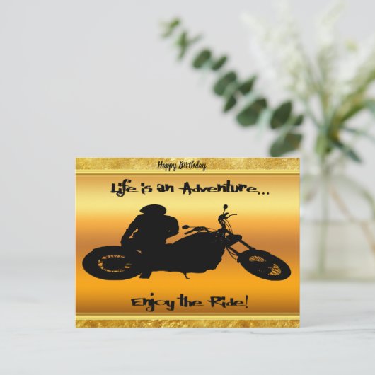 Das Leben ist ein Abenteuer genießen Sie die Fahrt Postkarte (Stehend Vorderseite)