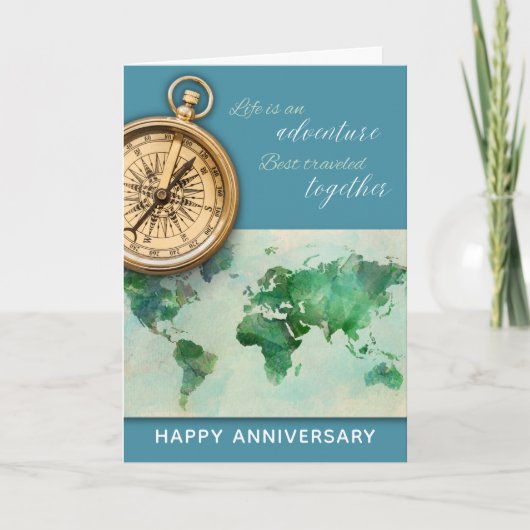 Das Leben ist ein Abenteuer | Glückliche Jubiläums Karte (Vorderseite)