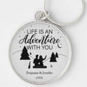 Das Leben ist ein Abenteuer mit dir eigenen Namen Schlüsselanhänger (Vorne)