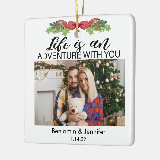 Das Leben ist ein Abenteuer mit dir Foto. Keramikornament (Links)