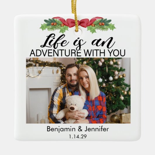 Das Leben ist ein Abenteuer mit dir Foto. Keramikornament (Vorderseite)