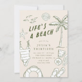 Das Leben ist ein Beach Girls 30. Sommer Geburtsta Einladung (Vorderseite)