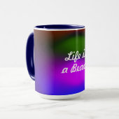 Das Leben ist ein Beach Neon Blue, Purple, Green & Tasse (Vorderseite Links)