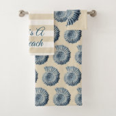 Das Leben ist ein Beach Spiral Blue Seashells Badhandtuch Set (Insitu)