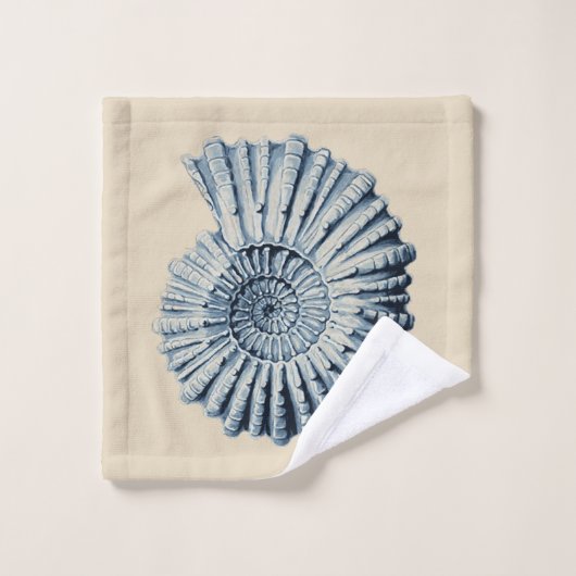 Das Leben ist ein Beach Spiral Blue Seashells Badhandtuch Set (Waschlappen)
