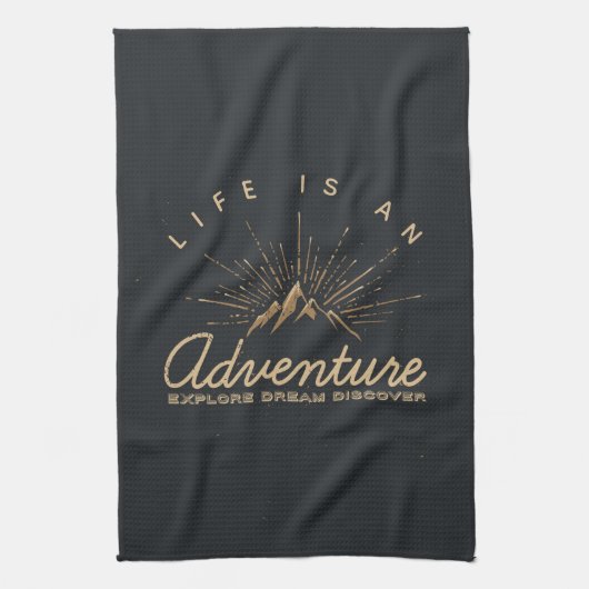 Das Leben ist ein Erlebnis Entdecken Sie den Traum Geschirrtuch (Vertikal)