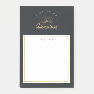 Das Leben ist ein Erlebnisberg mit den goldenen So Post-it Klebezettel