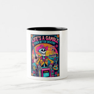 Das Leben ist ein Glücksspiel – Psychedelischer Co Zweifarbige Tasse