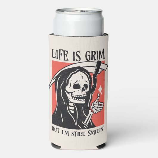 Das Leben ist ein grimmiger, grimmiger Sensenmann Selters Dosenkühler (Seltzer Rückseite)