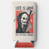 Das Leben ist ein grimmiger, grimmiger Sensenmann Selters Dosenkühler (Vorderseite)