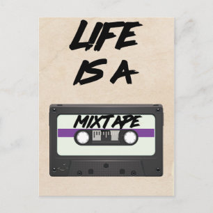 Das Leben ist ein Mixtape - Inspirierender Spruch Postkarte