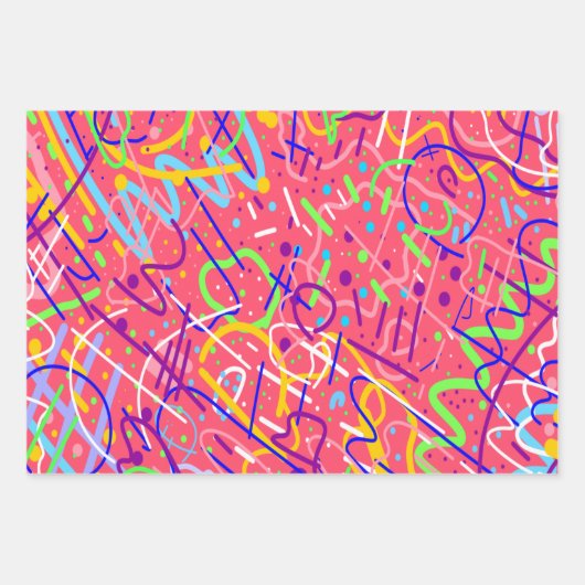 Das Leben ist ein Party Geschenkpapier Set (Vorderseite)