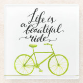 Das Leben ist ein schöne FahrLimones Grün Glasuntersetzer (Vorderseite)