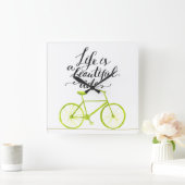 Das Leben ist ein schöne FahrLimones Grün Quadratische Wanduhr (Zuhause)