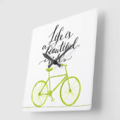 Das Leben ist ein schöne FahrLimones Grün Quadratische Wanduhr (Winkel)