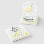 Das Leben ist ein schöne FahrLimones Grün Steinuntersetzer (Seitenansicht)