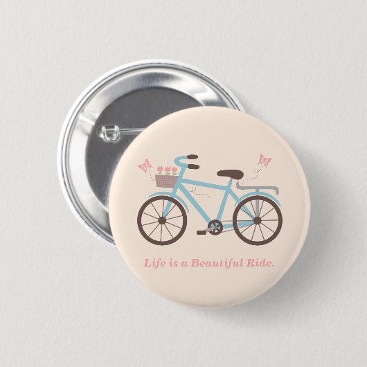 Das Leben ist ein schöner Fahrfahrrad-Zitat-Knopf Button (Vorne & Hinten)