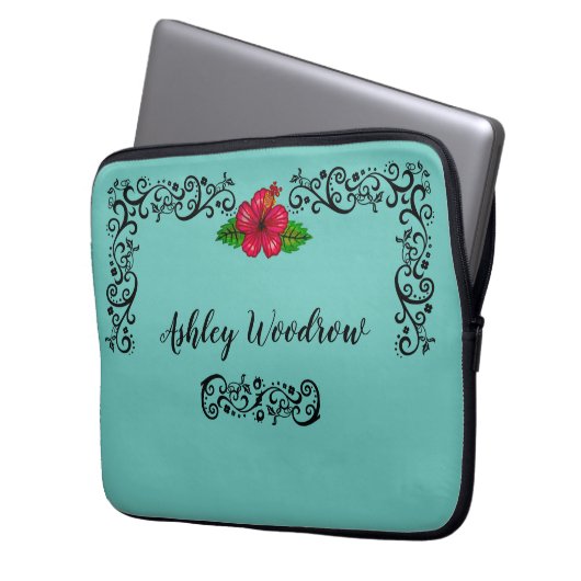 Das Leben ist ein schöner Hibiskus Gepäckträger Ta Laptopschutzhülle (Vorderseite Links)