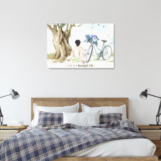 Das Leben ist ein schöner Rad Fahrrad Canvas Print Leinwanddruck (Insitu (Schlafzimmer))