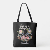 Das Leben ist ein schöner Reisetext Frühlingsflore Tasche (Rückseite)