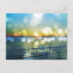 Das Leben ist ein schöner Sonnenaufgang mit Bokeh  Postkarte