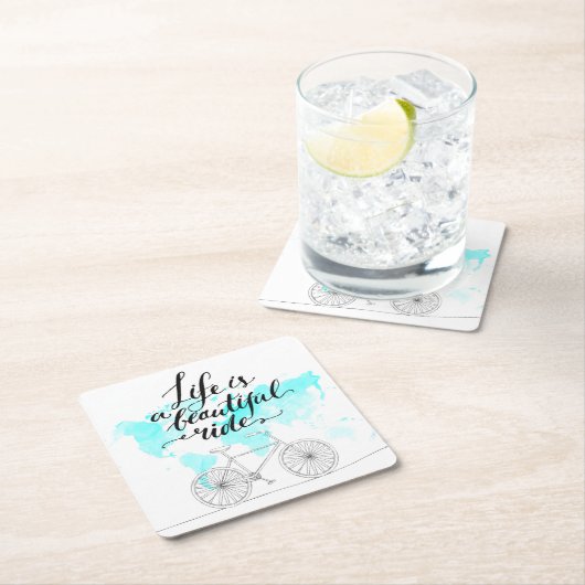 Das Leben ist ein schönes Fahrblau Rechteckiger Pappuntersetzer (Vor Ort)