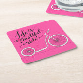 Das Leben ist ein schönes Fahrrosa Rechteckiger Pappuntersetzer (angewinkelt)