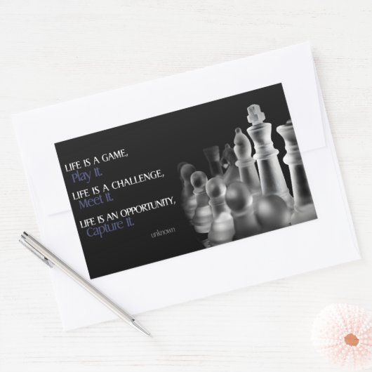 "Das Leben ist ein Spiel" Inspiration Zitat Rechteckiger Aufkleber (Umschlag)